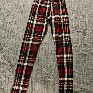 Plaid Red and Black Leggings